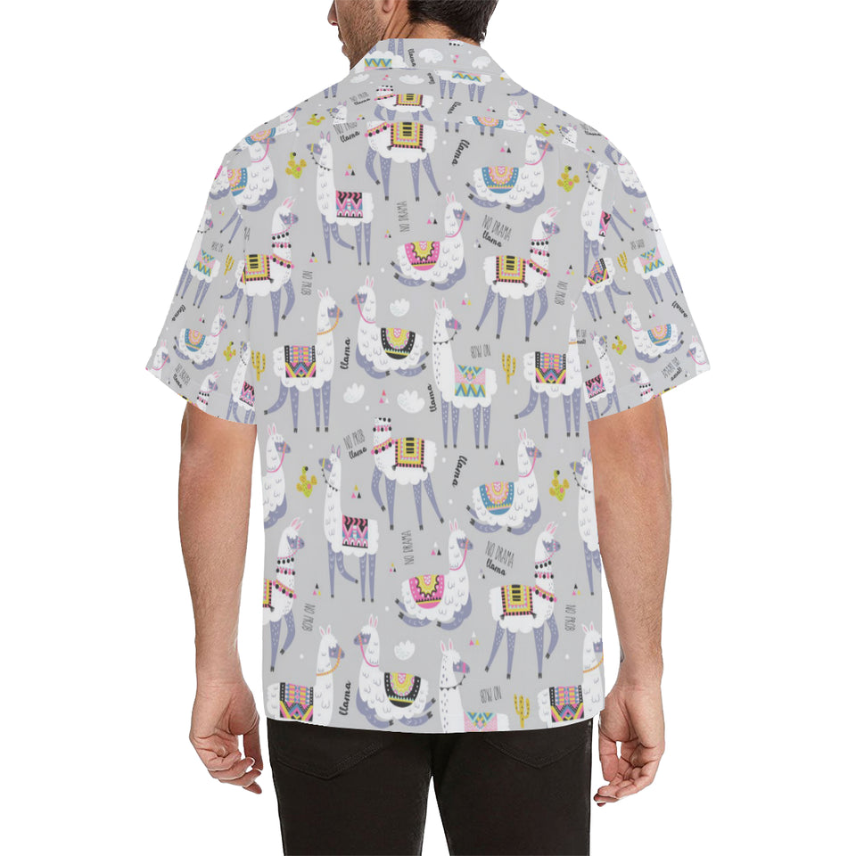 Cute Llama Alpaca pattern Men's All Over Print Hawaiian Shirt