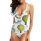 Hot Air Balloon Bird Cloud Pattern Women's One-Piece Swimsuit