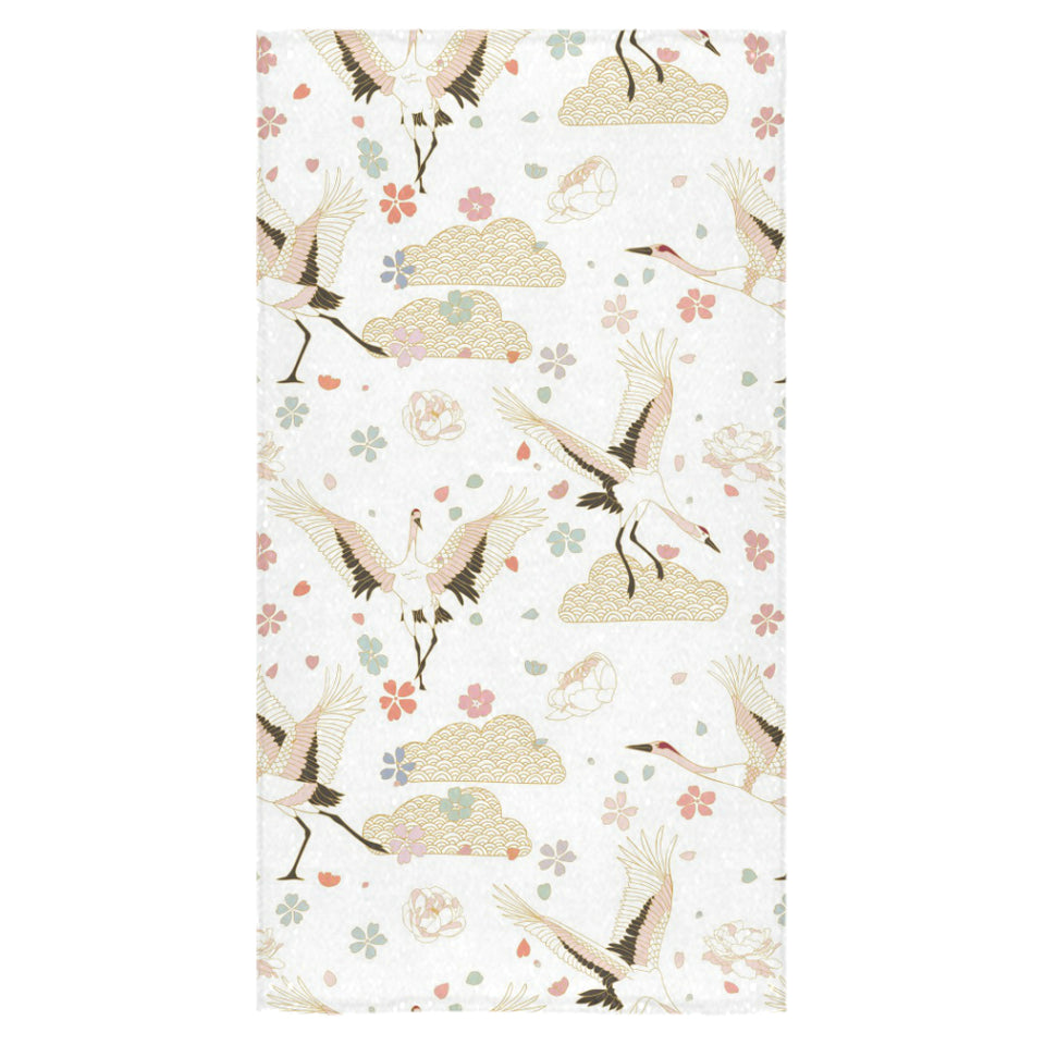 Beautiful Japanese cranes pattern Bath Towel