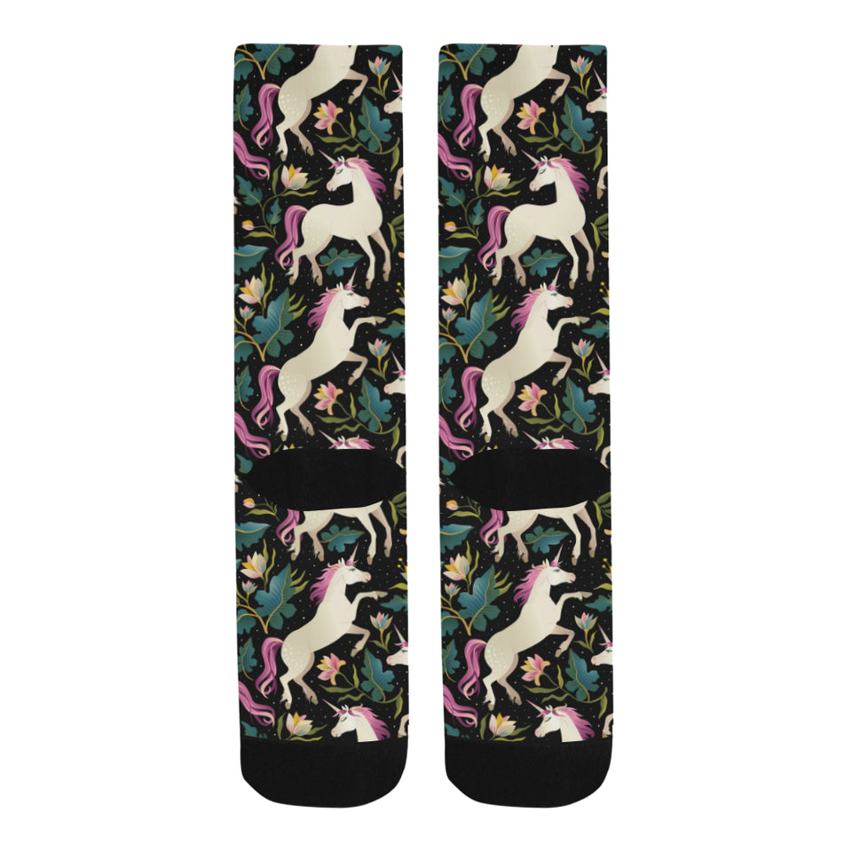 Unicorns forest background Crew Socks