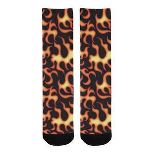 Fire flame dark pattern Crew Socks
