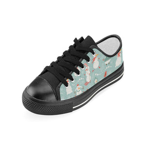 Cute snowman pattern Kids' Boys' Girls' Low Top Canvas Shoes Black