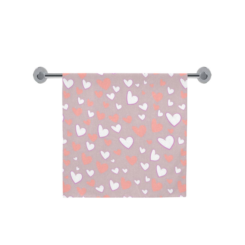 coral white heart pattern Bath Towel