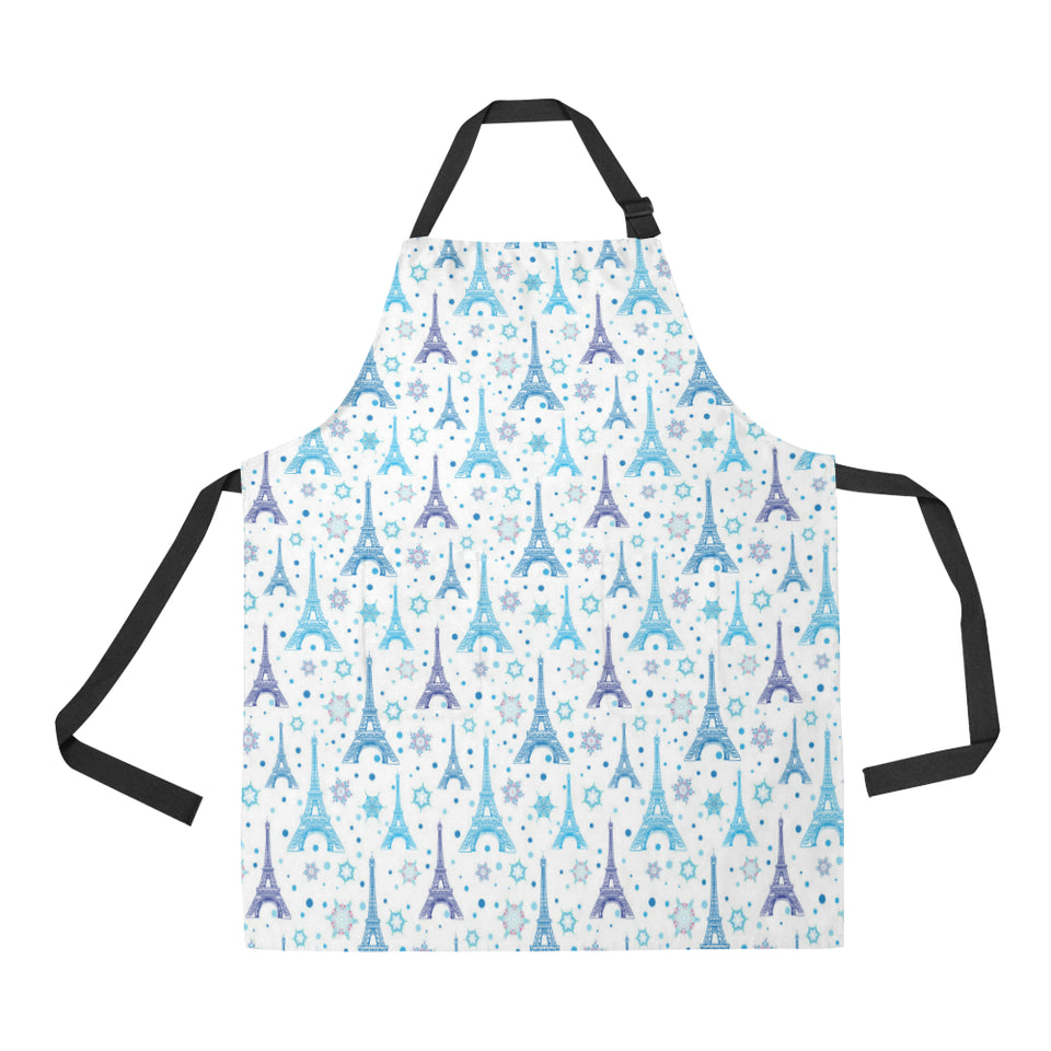 Blue Eiffel Tower Theme Pattern Print Design 01 All Over Print Adjustable Apron