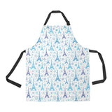 Blue Eiffel Tower Theme Pattern Print Design 01 All Over Print Adjustable Apron