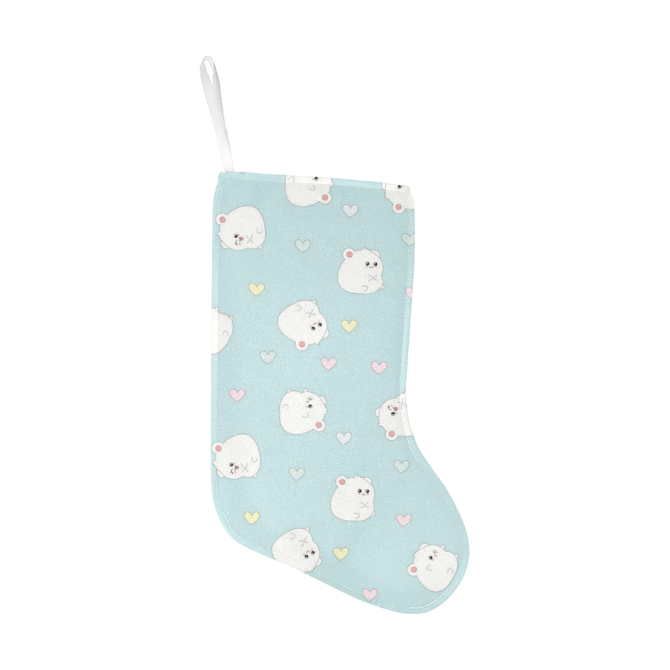 White cute hamsters heart pattern Christmas Stocking