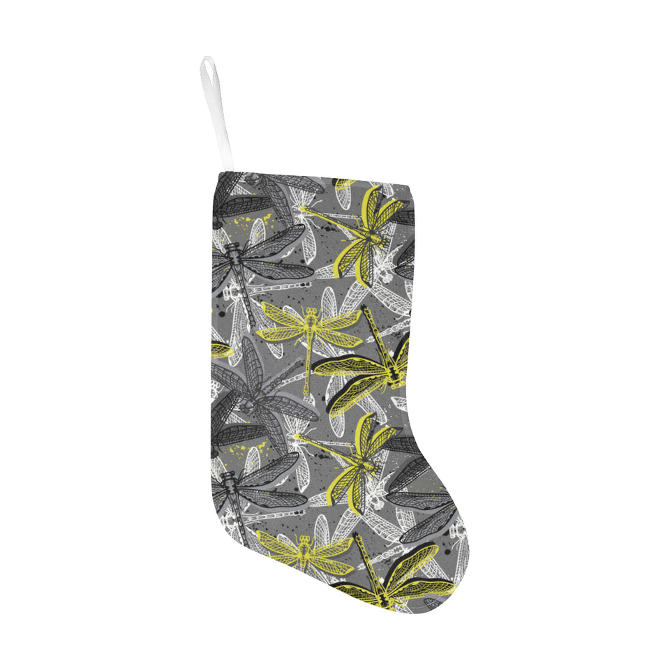 Hand drawn dragonfly pattern Christmas Stocking