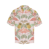 Pink flamingo birds pineapples hibiscus flower pat Men's All Over Print Hawaiian Shirt