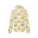 Avocado heart pink background Women's Padded Hooded Jacket