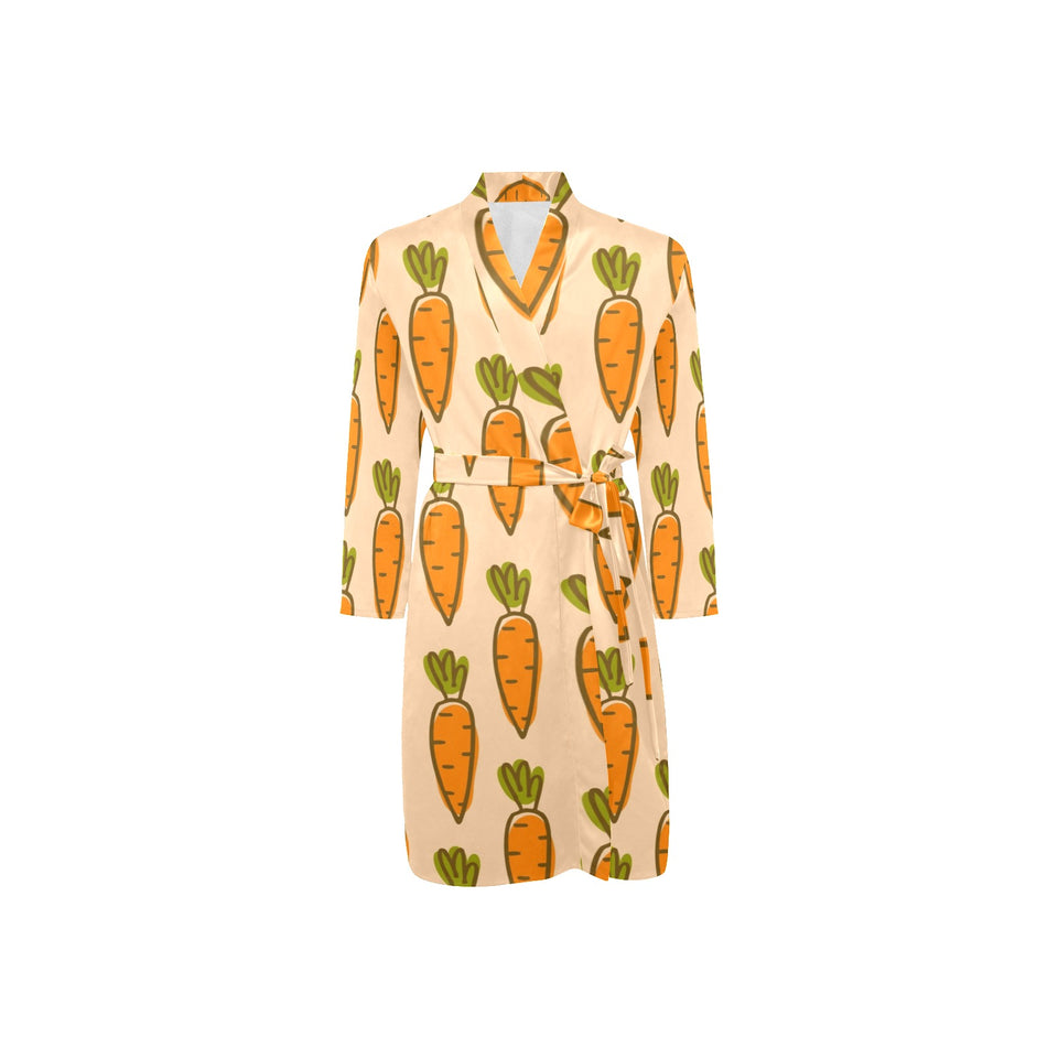 Carrot Pattern Print Design 04 Men's Long Sleeve Belted Night Robe