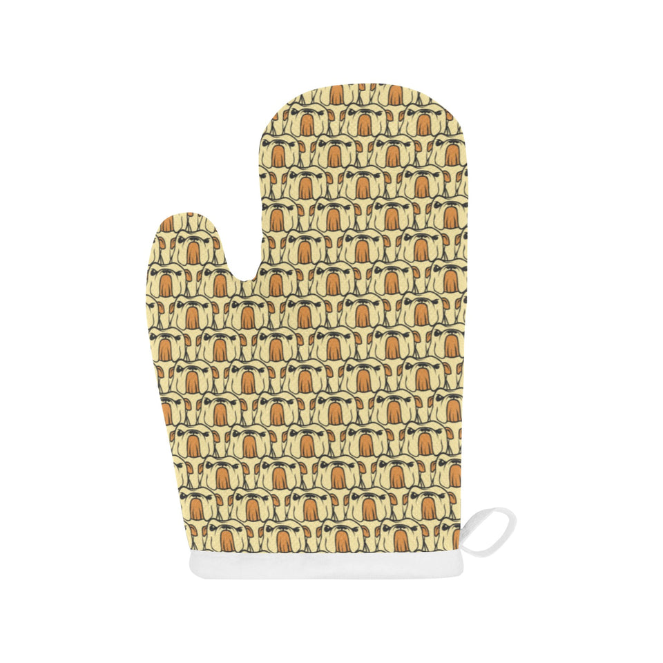 English Bulldog Pattern Print Design 02 Heat Resistant Oven Mitts