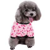 cherry flower pattern pink background All Over Print Pet Dog Round Neck Fuzzy Shirt