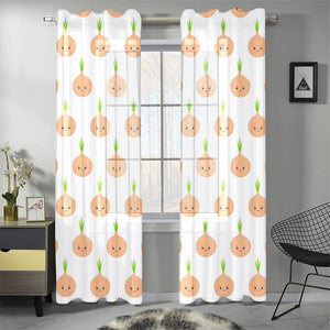 cute onions smiling faces Gauze Curtain