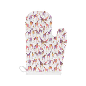 Giraffe Pattern Print Design 02 Heat Resistant Oven Mitts