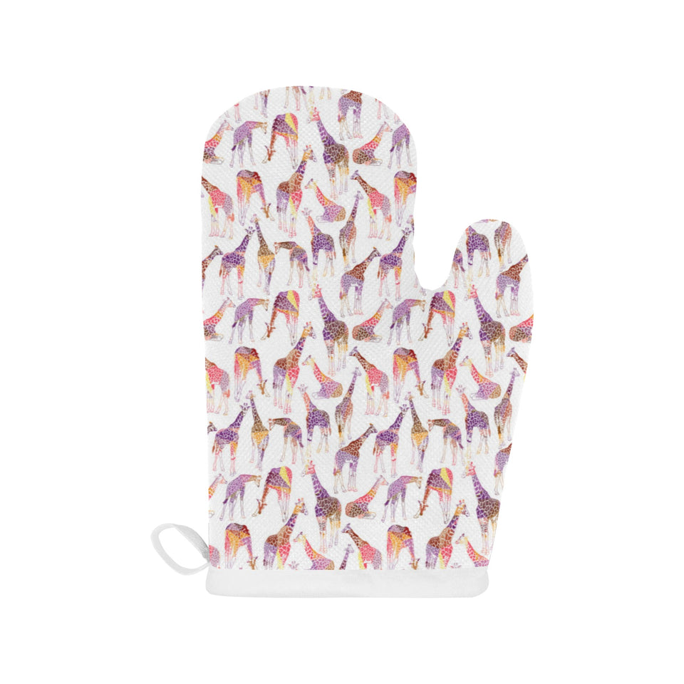 Giraffe Pattern Print Design 02 Heat Resistant Oven Mitts