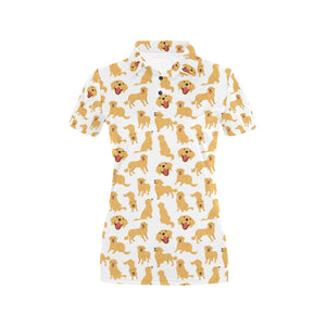 Golden Retriever Pattern Print Design 05 Women's All Over Print Polo Shirt