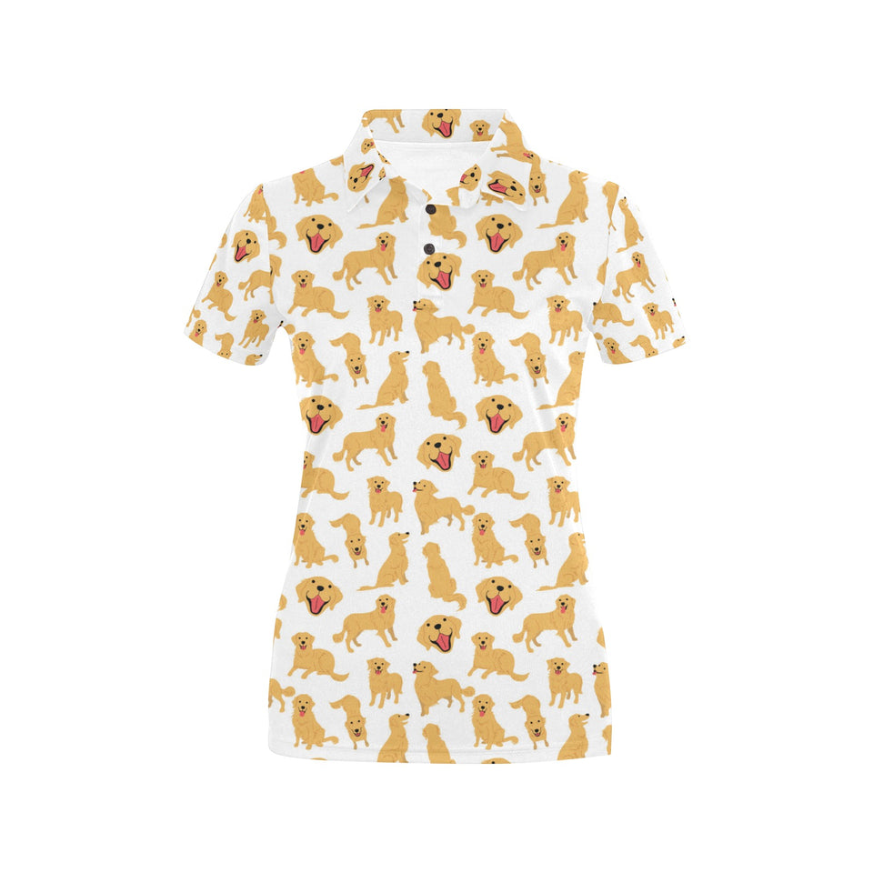Golden Retriever Pattern Print Design 05 Women's All Over Print Polo Shirt