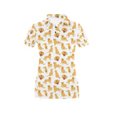 Golden Retriever Pattern Print Design 05 Women's All Over Print Polo Shirt