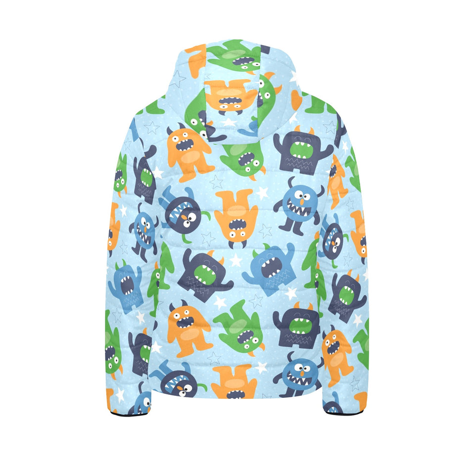 Alien Pattern Print Design 04 Kids' Boys' Girls' Padded Hooded Jacket