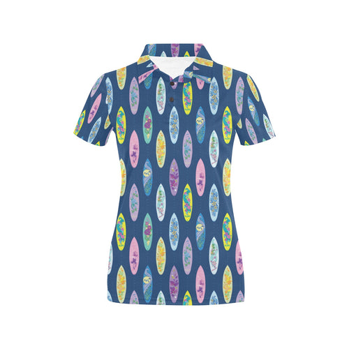 Surfboard Pattern Print Design 03 Women's All Over Print Polo Shirt