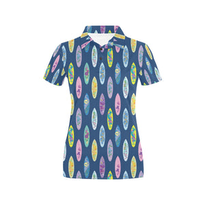 Surfboard Pattern Print Design 03 Women's All Over Print Polo Shirt