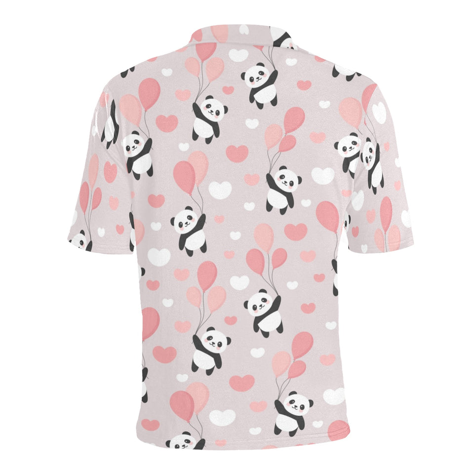 Cute panda ballon heart pattern Men's All Over Print Polo Shirt