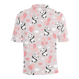 Cute panda ballon heart pattern Men's All Over Print Polo Shirt
