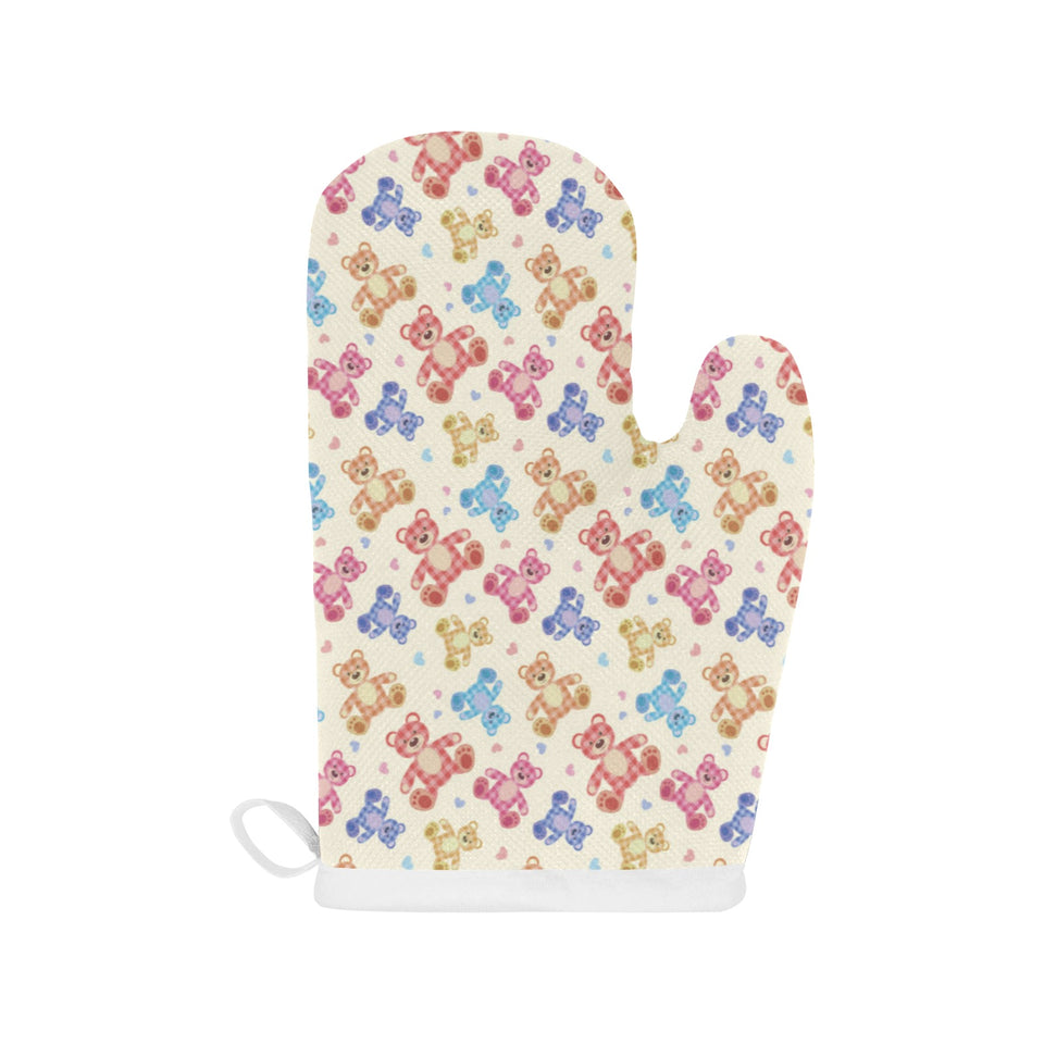 Teddy Bear Pattern Print Design 05 Heat Resistant Oven Mitts