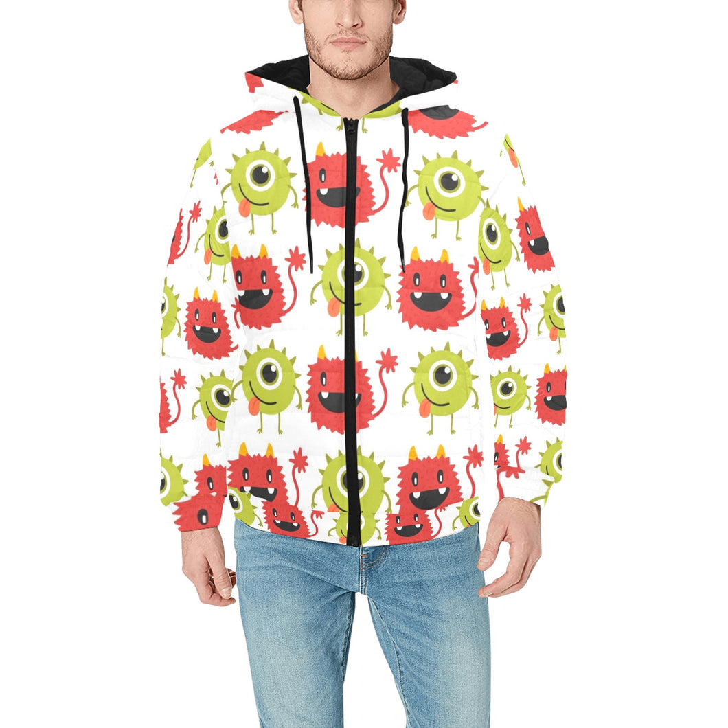 Alien Pattern Print Design 05 Men's Padded Hooded Jacket