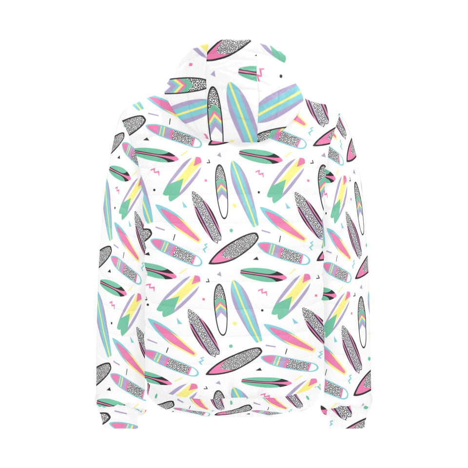 Surfboard Pattern Print Design 04 Men's Padded Hooded Jacket
