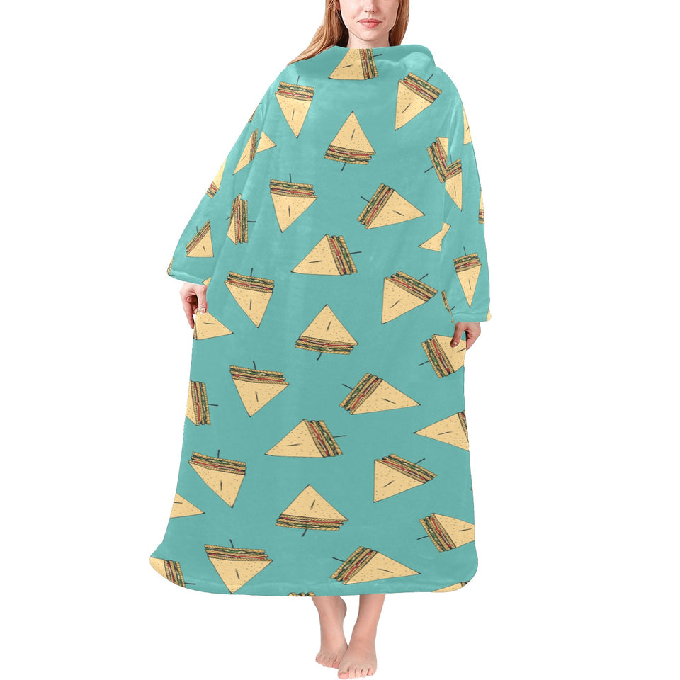 Sandwich Pattern Print Design 03 Blanket Robe with Sleeves