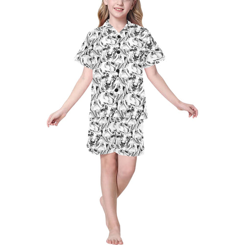 Greyhound Pattern Print Design 01 Kids' Boys' Girls' V-Neck Short Pajama Set