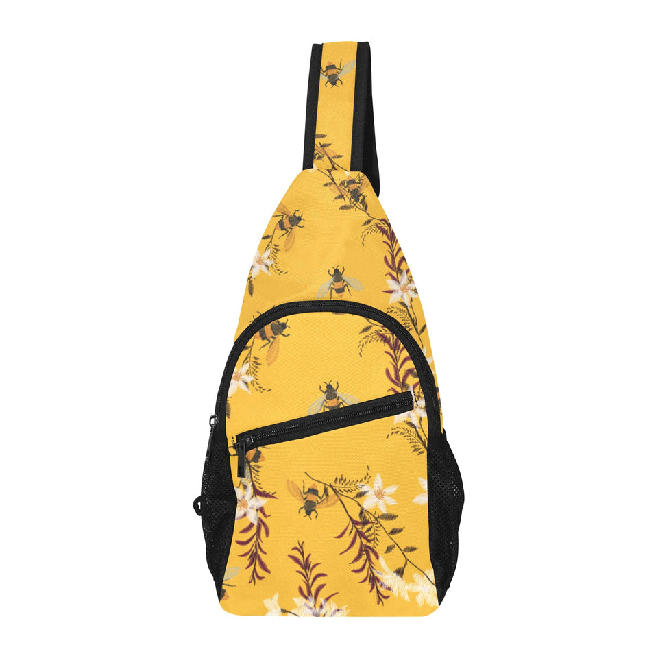 Bee flower pattern All Over Print Chest Bag