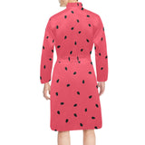 watermelon texture background Men's Long Sleeve Belted Night Robe