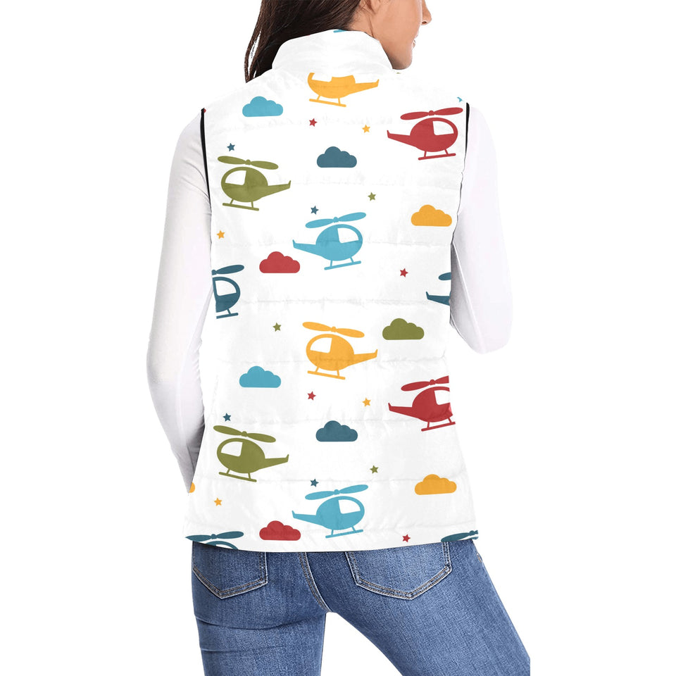 Colorful helicopter pattern Women's Padded Vest