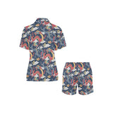 Blue red dragon cloud pattern Women's V-Neck Short Pajama Set