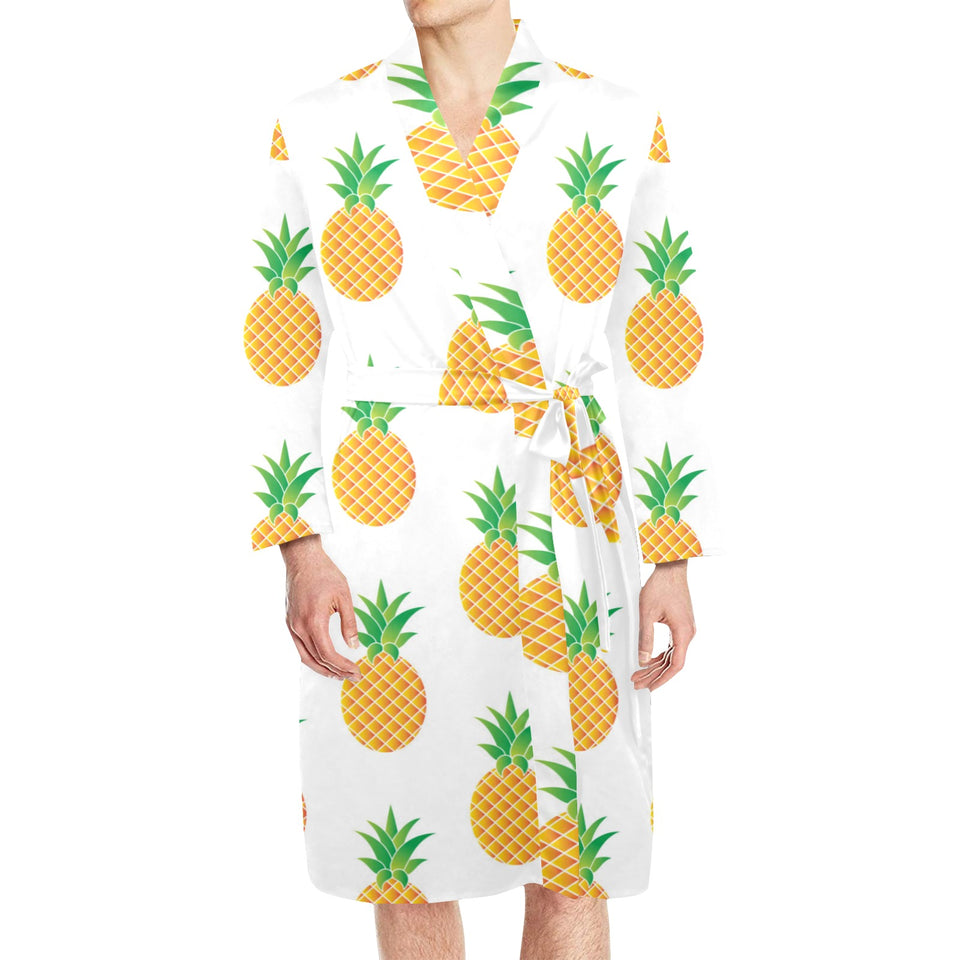 Pineapples pattern Men's Long Sleeve Belted Night Robe