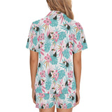 Toucan tropical flower leave pattern Women's V-Neck Short Pajama Set