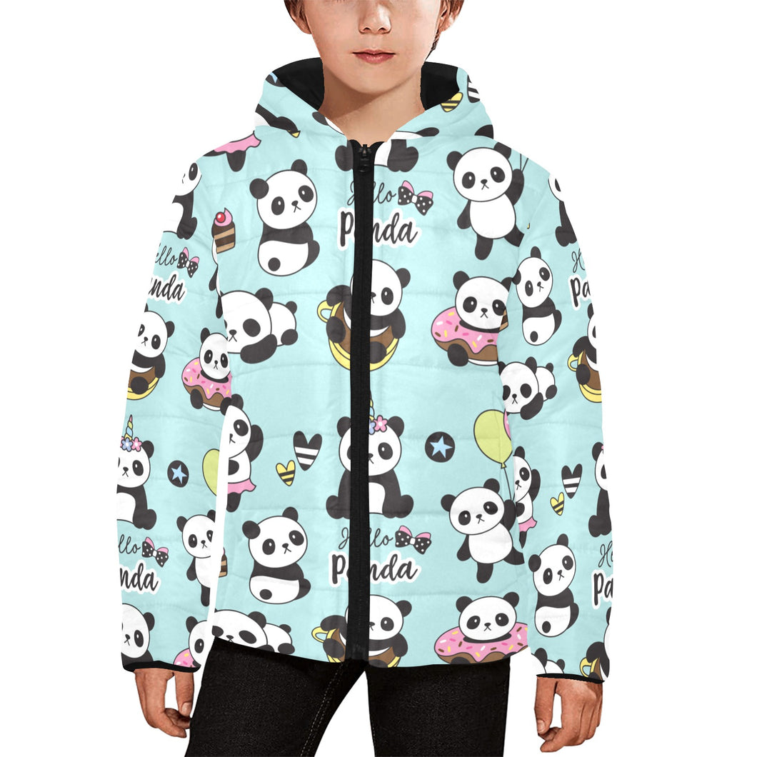 Cute baby panda pattern Kids' Boys' Girls' Padded Hooded Jacket
