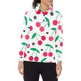 cherry pattern white background Women's Long Sleeve Polo Shirt