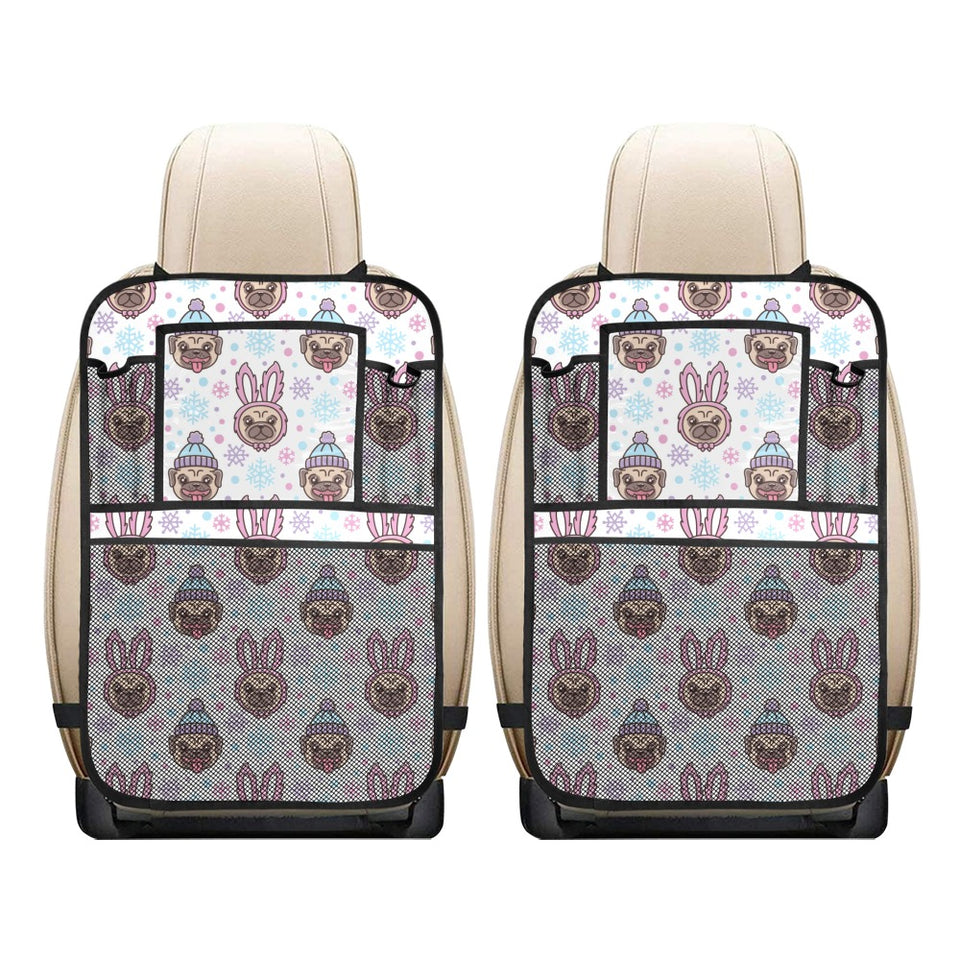 Cute pug hat rabbit costume pattern Car Seat Back Organizer