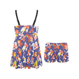 Goldfish Pattern Print Design 04 Chest Sexy Pleated Two Piece Swim Dress