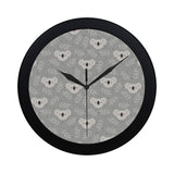 Cute koala leaves pattern Elegant Black Wall Clock