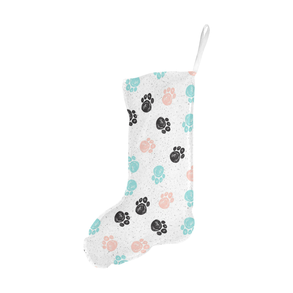 Dog Paws Pattern Print Design 04 Christmas Stocking