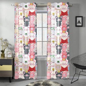 Pig Pattern Print Design 02 Gauze Curtain