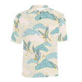 Bonsai bamboo stork japanese pattern cream theme Men's All Over Print Polo Shirt