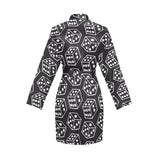Dice Pattern Print Design 01 Women's Long Sleeve Belted Night Robe