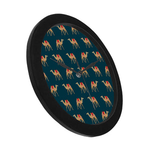Camel pattern blue blackground Elegant Black Wall Clock