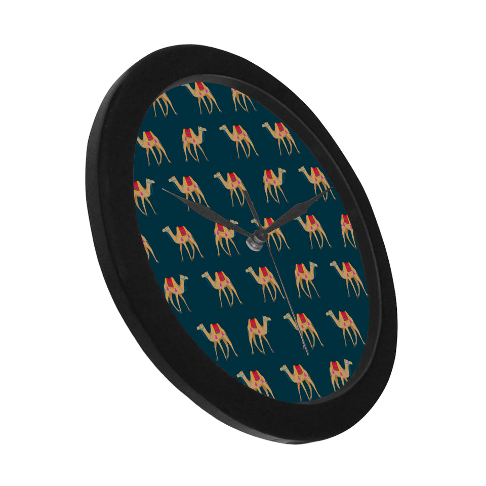 Camel pattern blue blackground Elegant Black Wall Clock