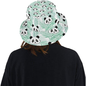 Panda pattern tropical leaves background Unisex Bucket Hat